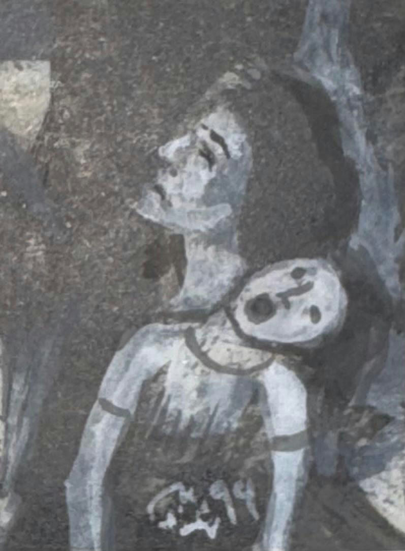 Original Mixed media 'Two Figures on Dark Background' by Mohammad Bushnaq