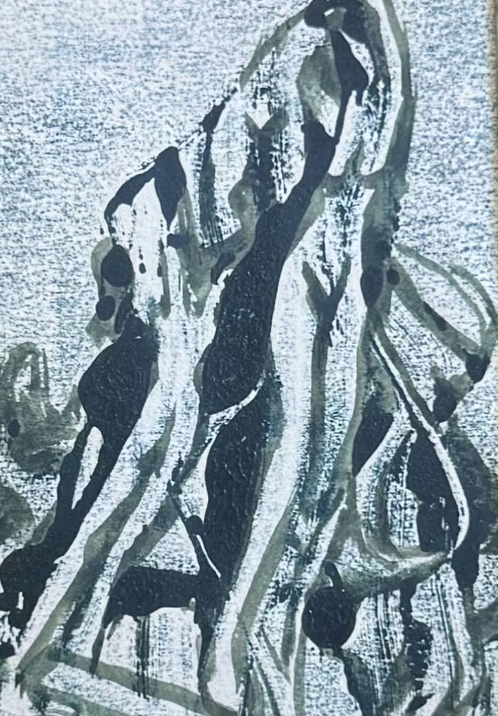 Original Mixed media 'Abstract Standing Figures in Black' by Mohammad Bushnaq