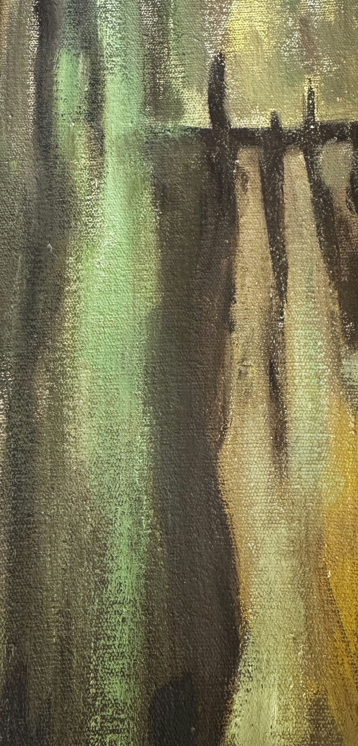 Original Mixed media 'Dark Landscape with Distant Structures' by Mohammad Bushnaq