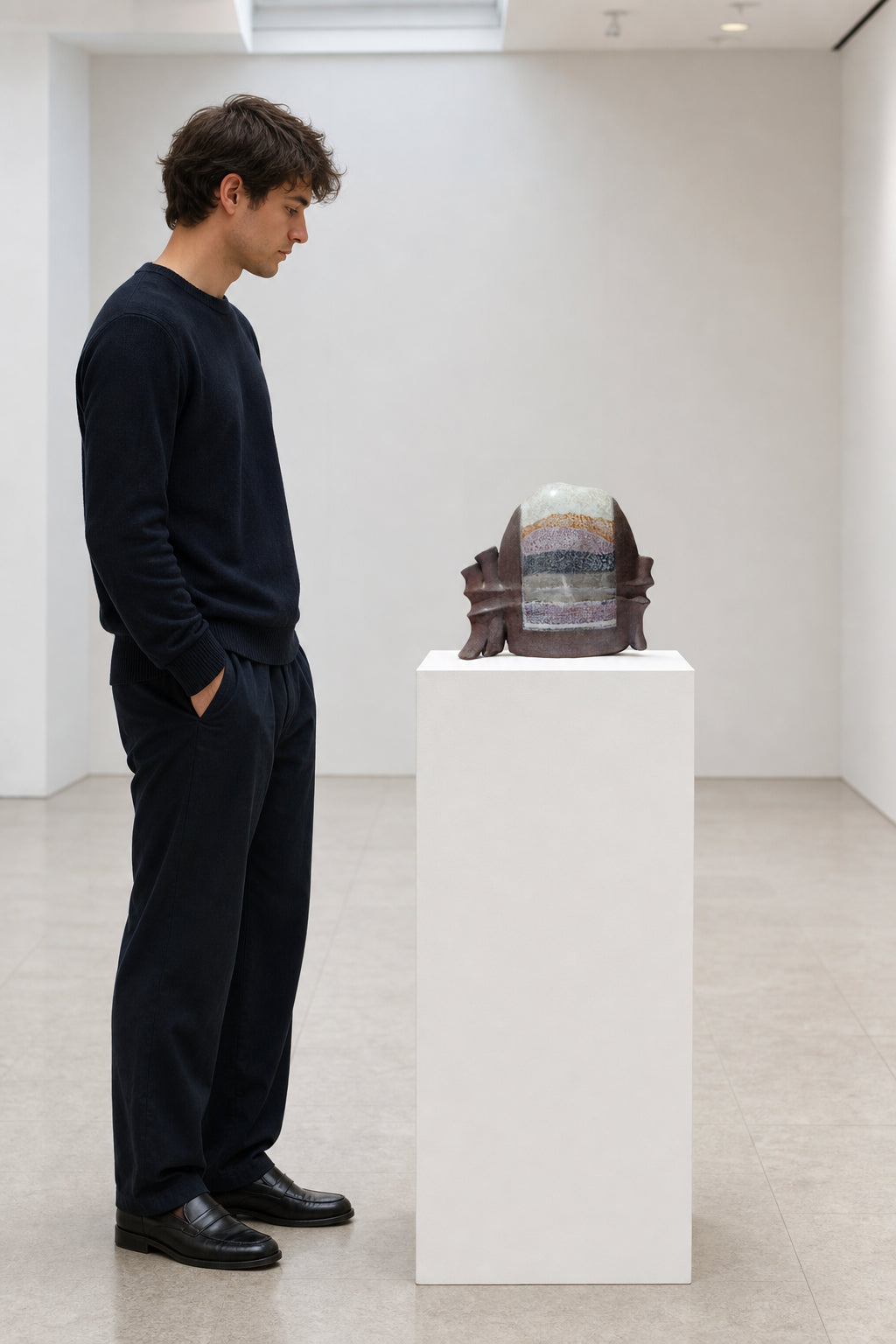 Abstract Layered Landscape Ceramic Sculpture - shown to scale