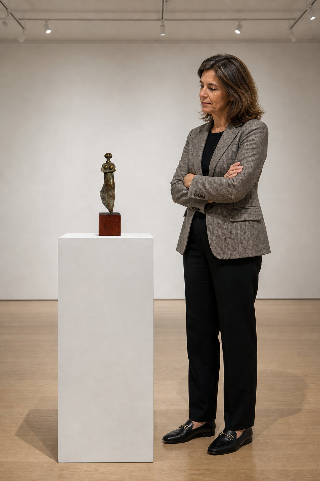 Abstract Female Figure Bronze Sculpture - shown to scale