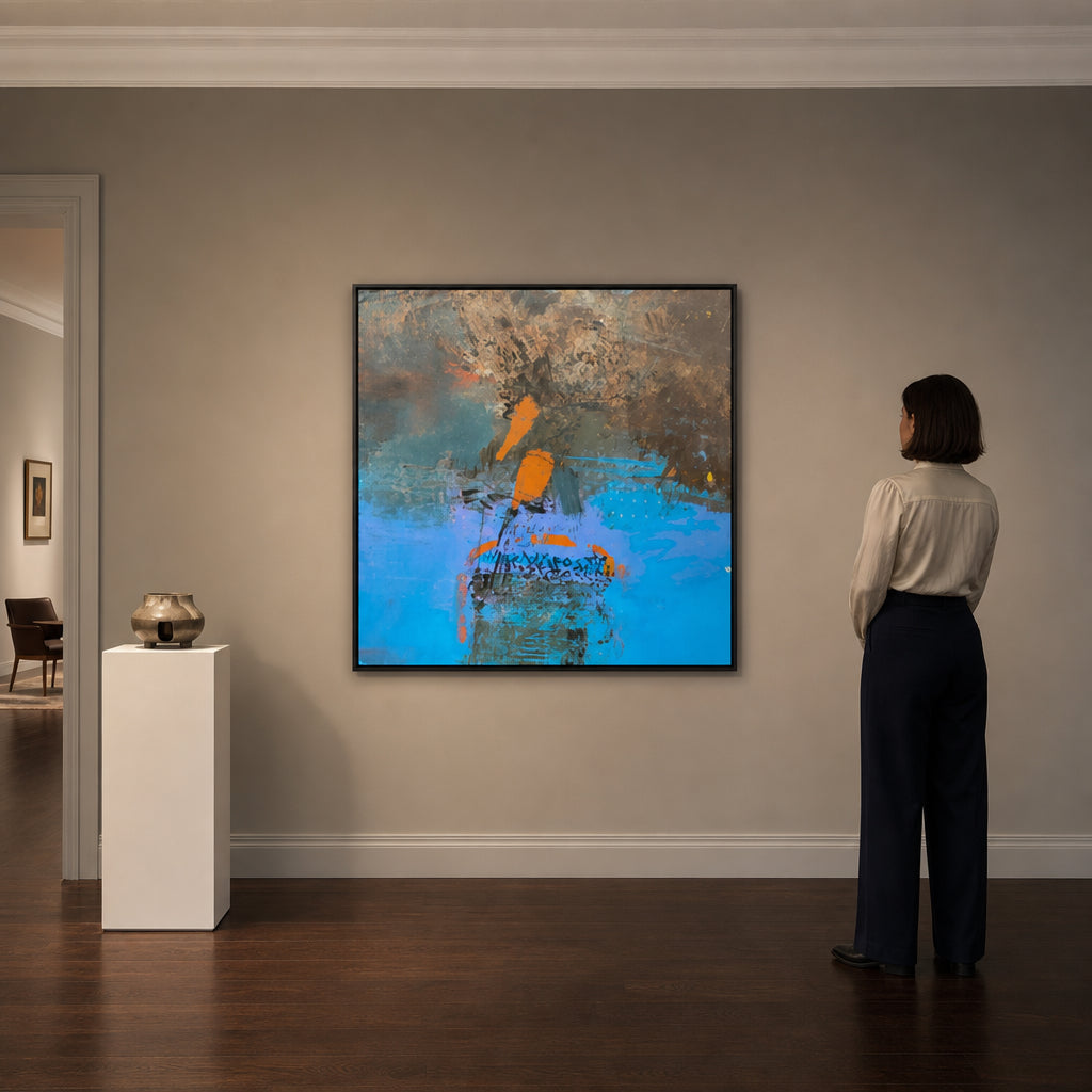 Abstract Figure in Blue and Orange - shown to scale