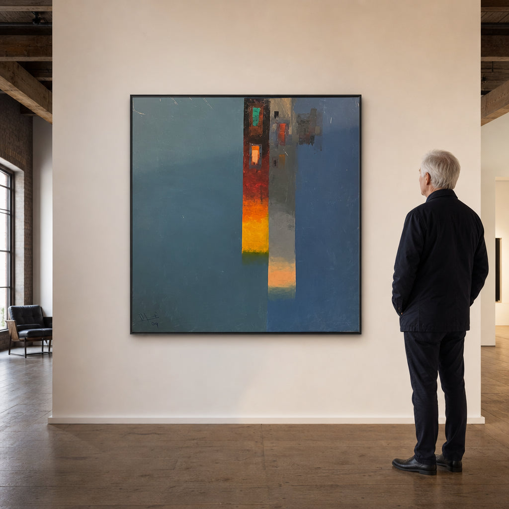 Abstract Architecture with Warm Light Reflections - shown to scale