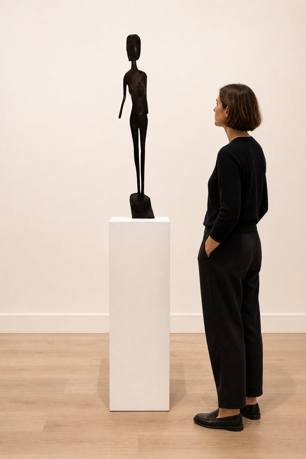 Tall Slender Abstract Human Figure - shown to scale