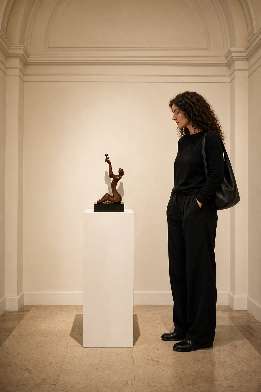 Abstract Figure Reaching Upward with Sphere - shown to scale