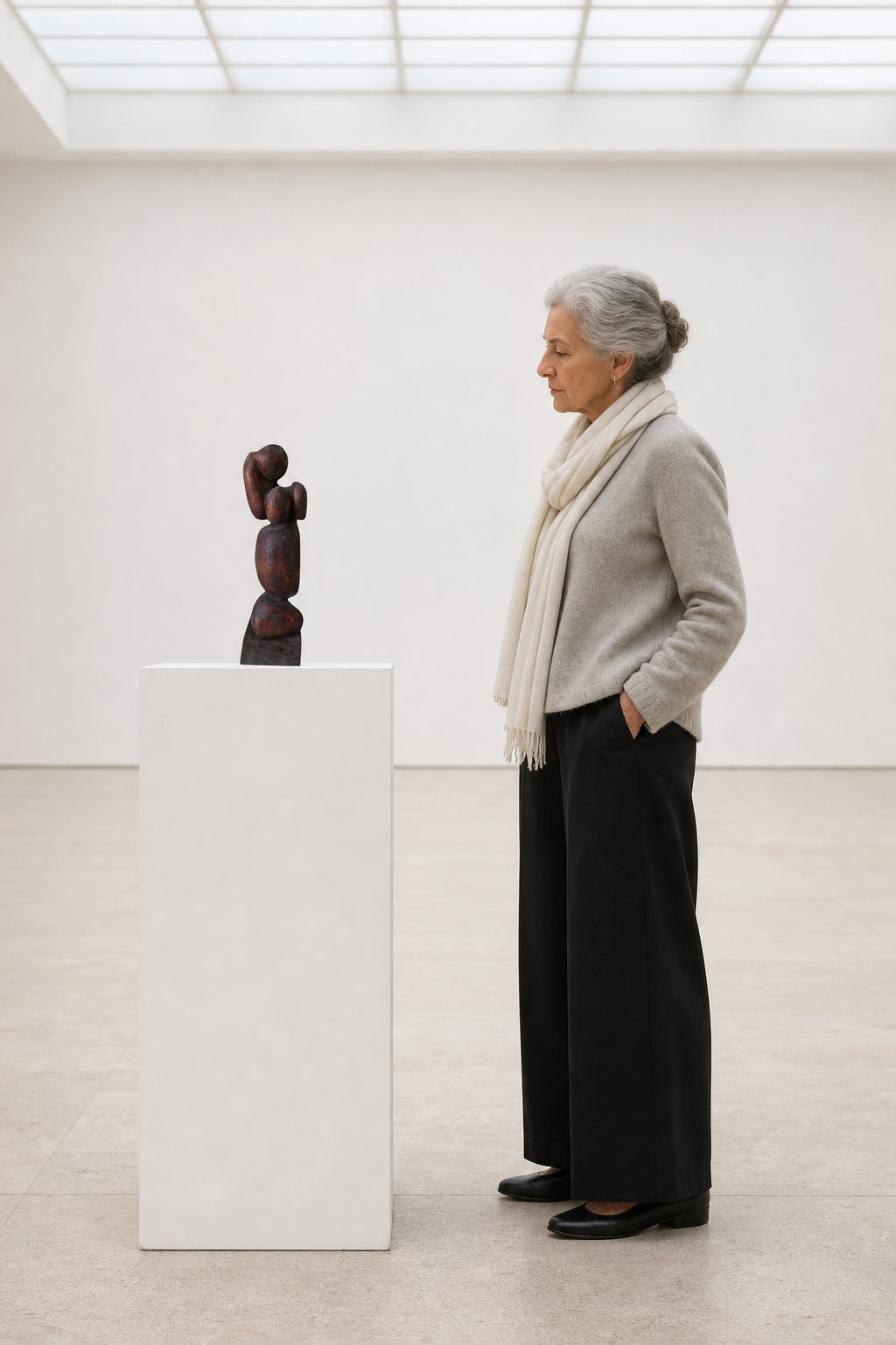 Abstract Human Figure Carved Sculpture - shown to scale