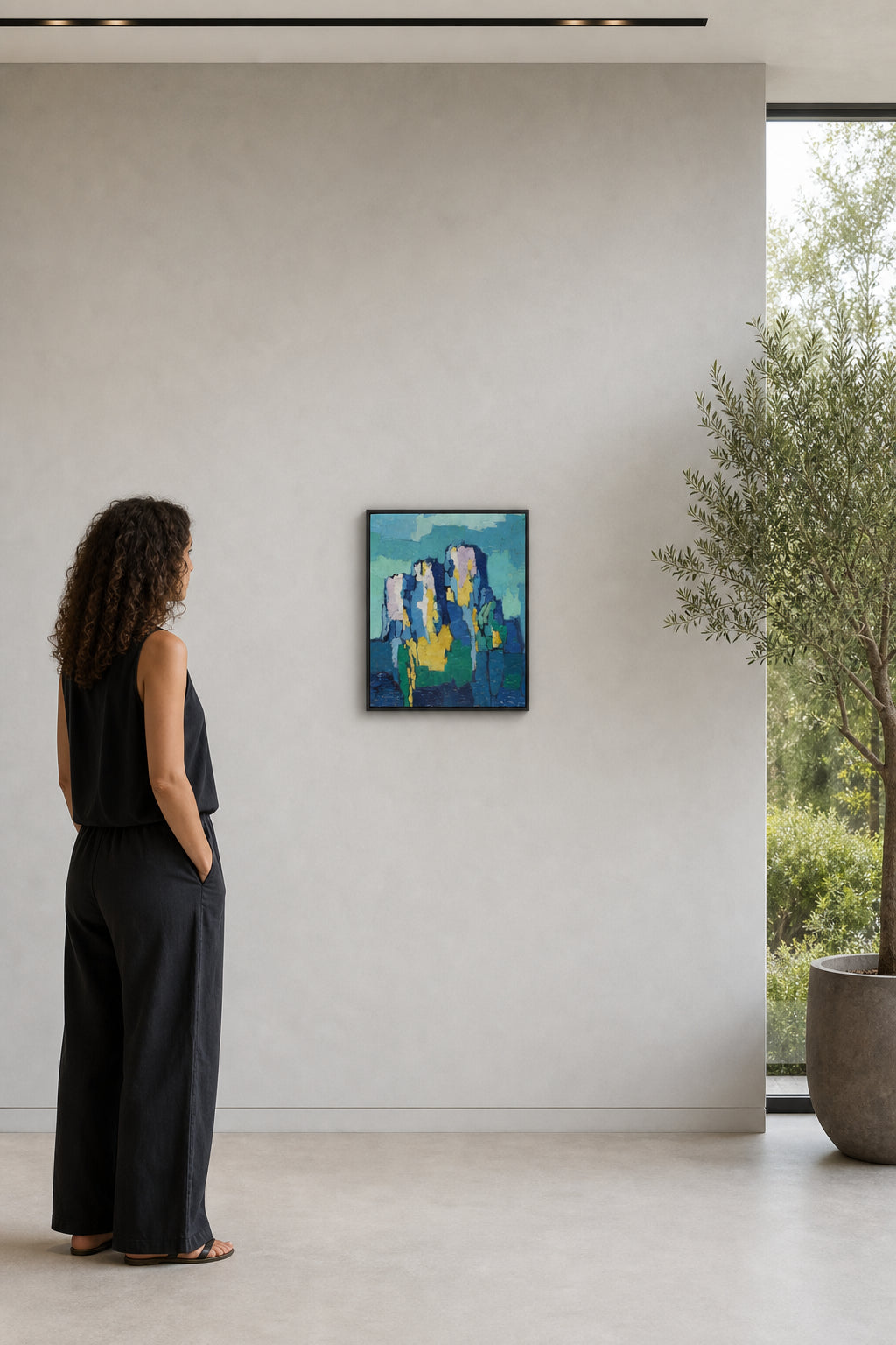 Abstract Blue and Yellow Rocky Landscape - shown to scale