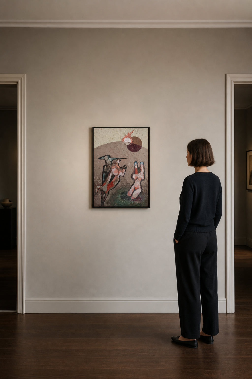 Figures and Burning Sun - shown to scale