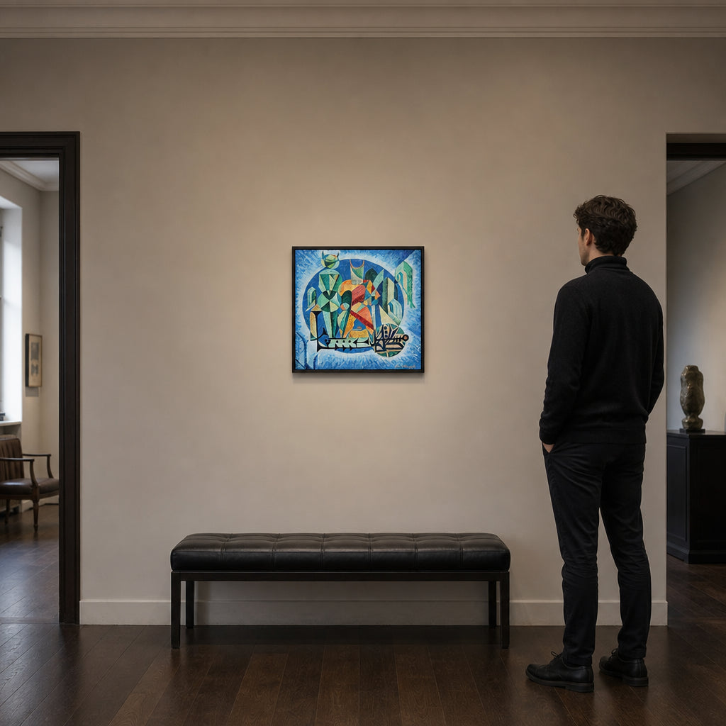 Cubist Figures with Arabic Calligraphy - shown to scale