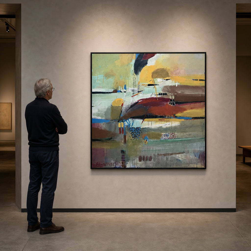 Abstract Composition in Yellow and Red - shown to scale