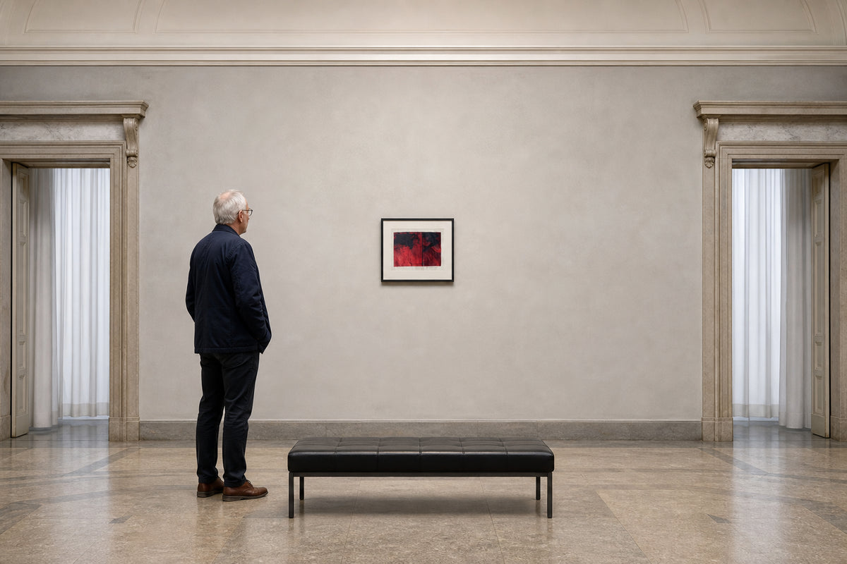 Red and Black Abstract Print - shown to scale