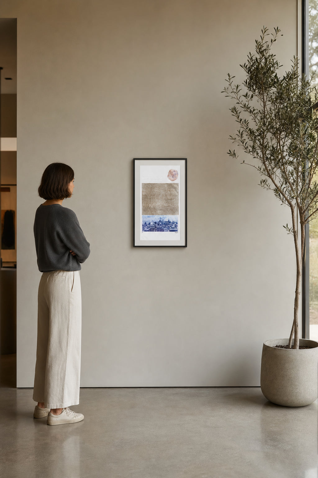 Jerusalem Skyline with Arabic Calligraphy - shown to scale