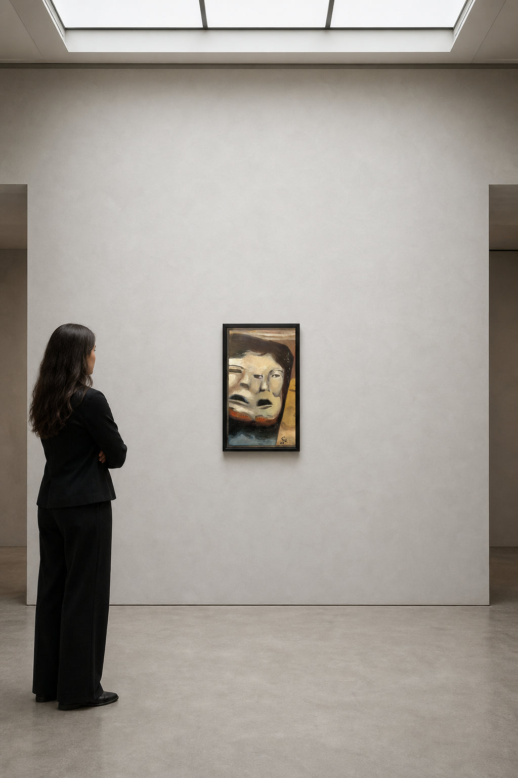 Distorted Face with Open Mouth - shown to scale
