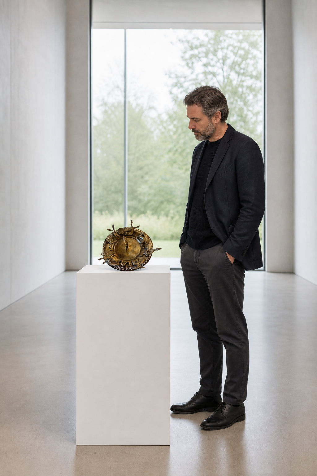 Bronze Circular Dish with Animal Figures - shown to scale