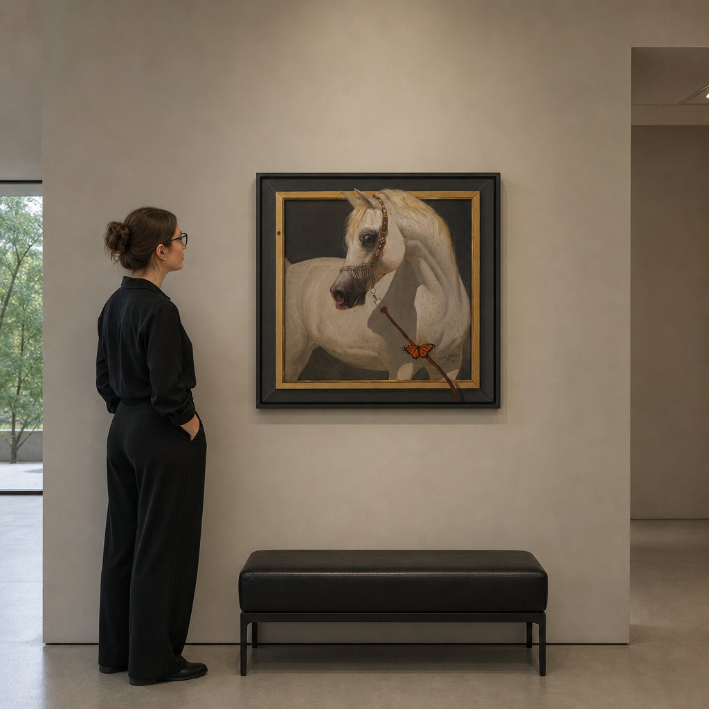 White Arabian Horse with Butterfly - shown to scale