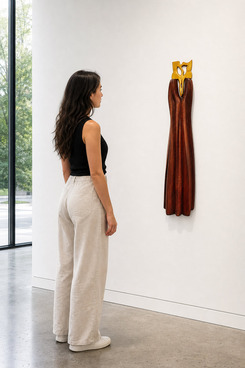 Abstract Figures with Bronze Crown - shown to scale