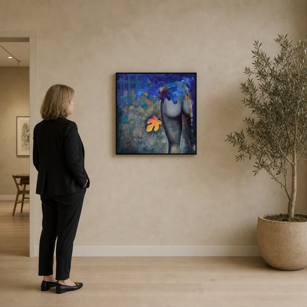 Nude Figure with Autumn Leaf - shown to scale