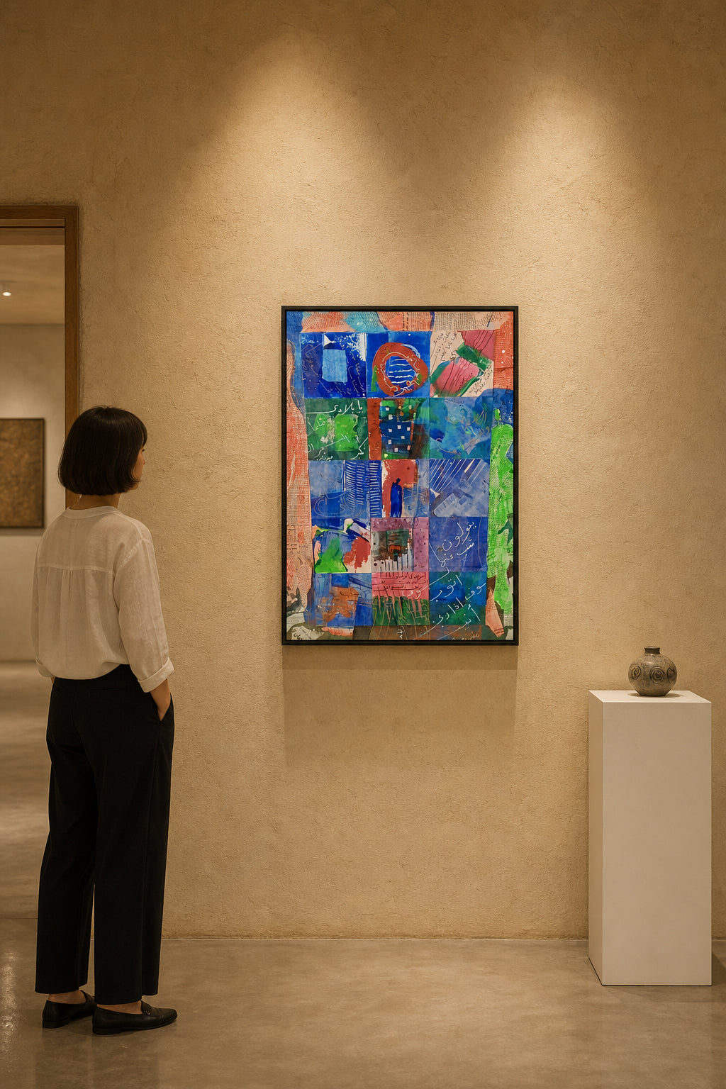 Arabic Calligraphy Grid Mixed Media - shown to scale