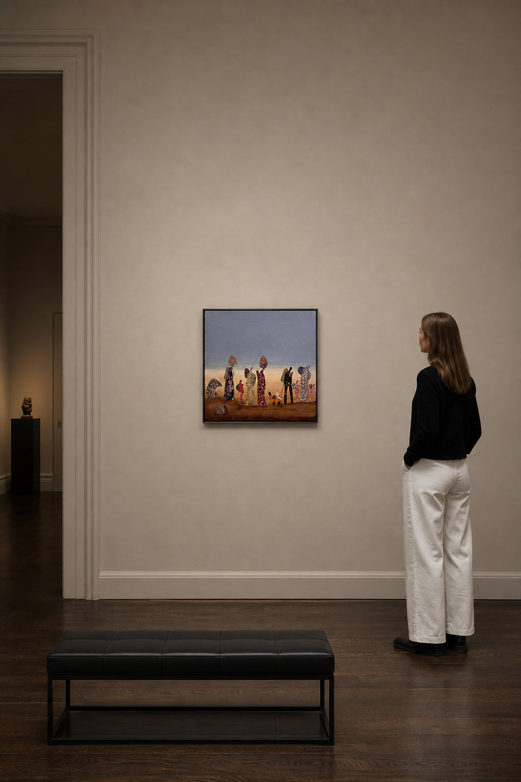 Patterned Figures Walking on Open Ground - shown to scale