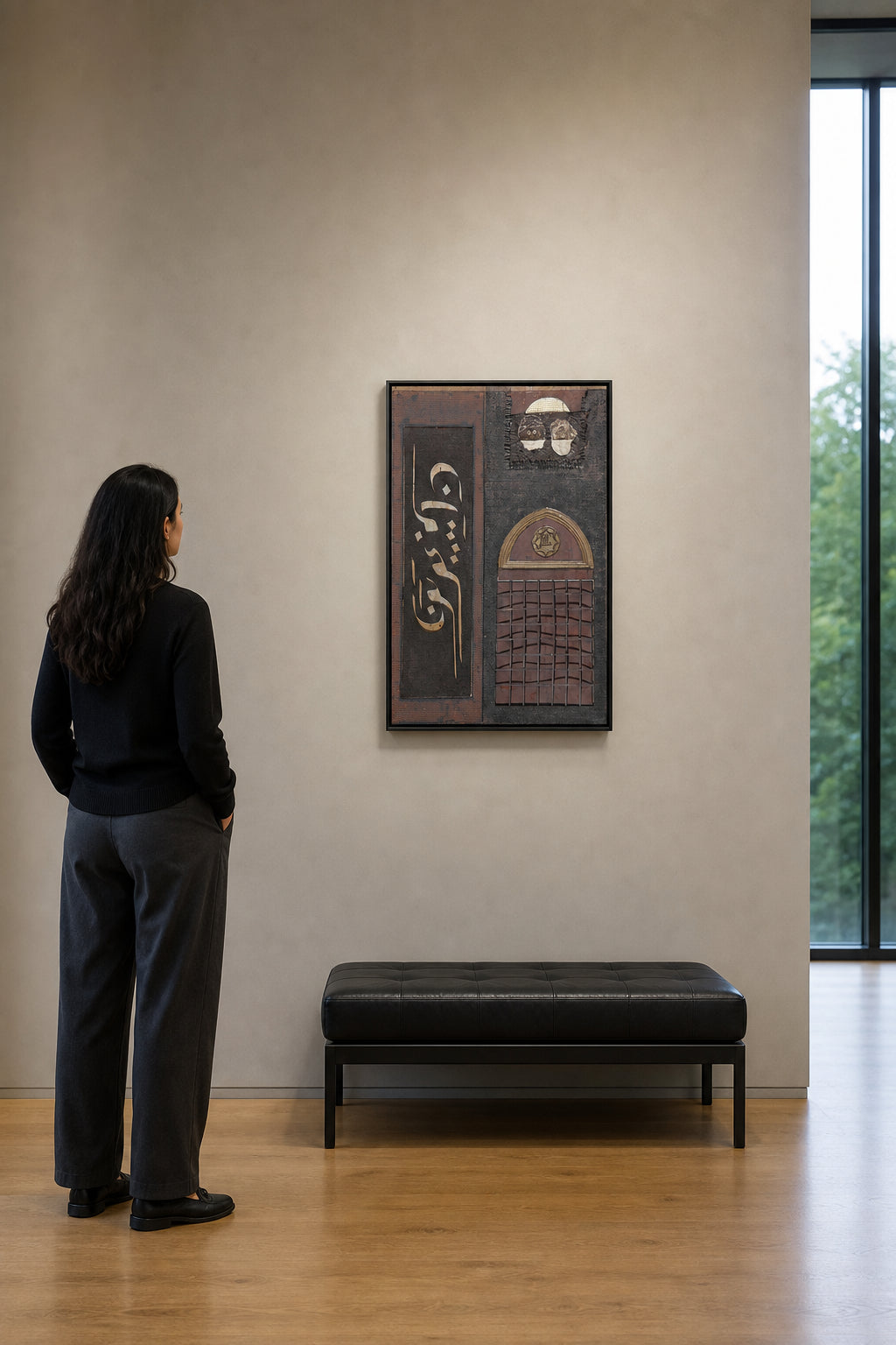 Arabic Calligraphy and Arched Door Mixed Media - shown to scale