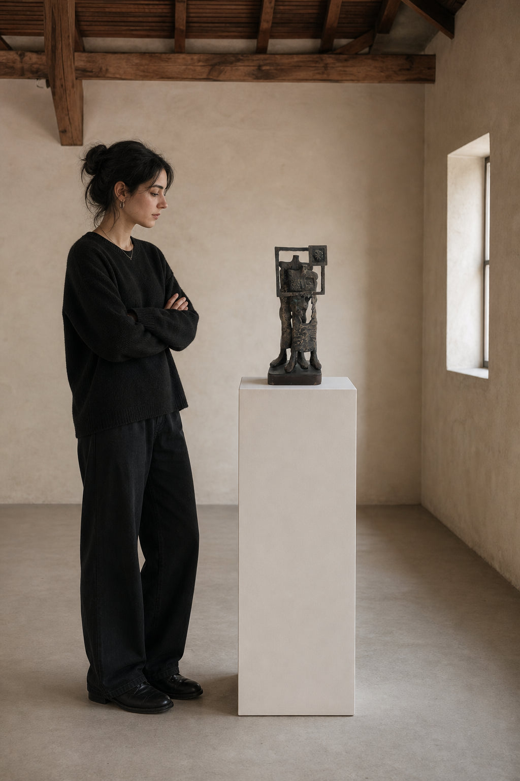 Abstract Human Figure Bronze Sculpture - shown to scale