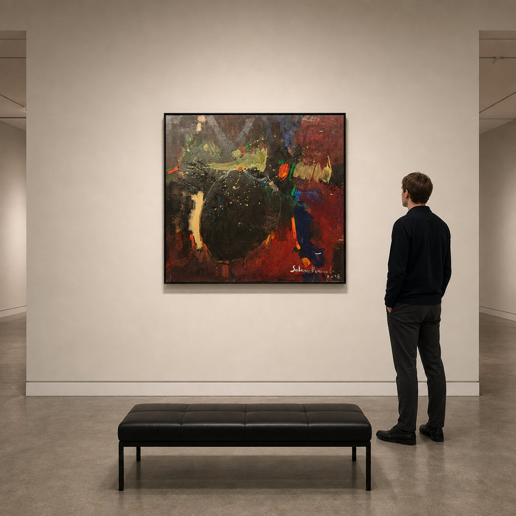 Dark Sphere with Colorful Abstract Marks - shown to scale