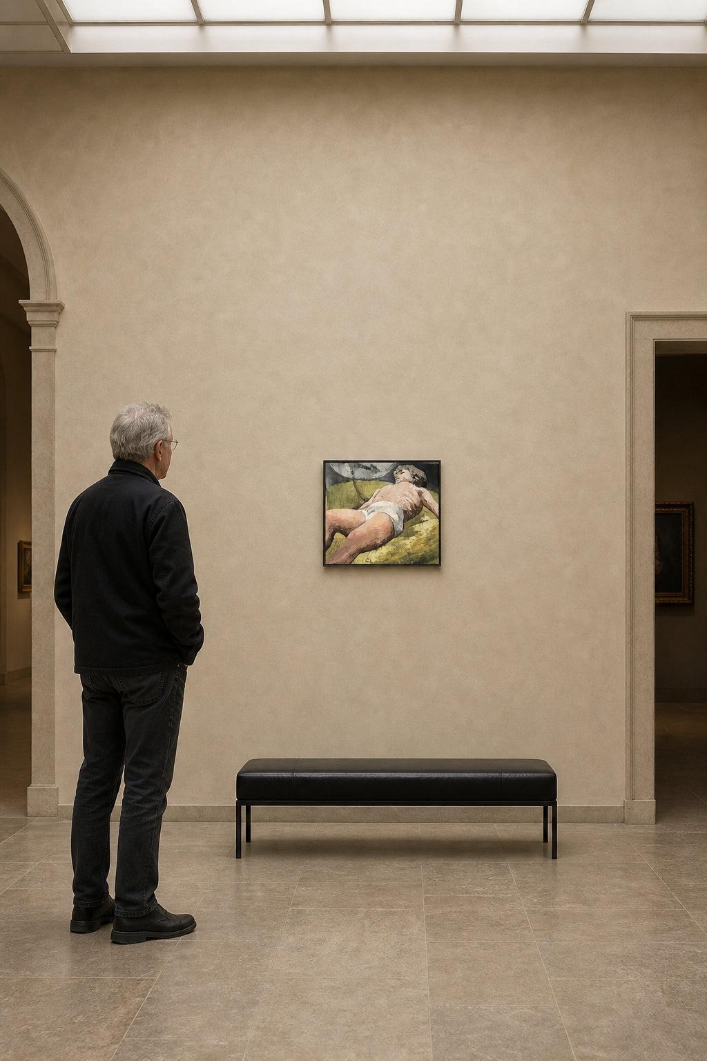 Reclining Figure on Green Surface - shown to scale