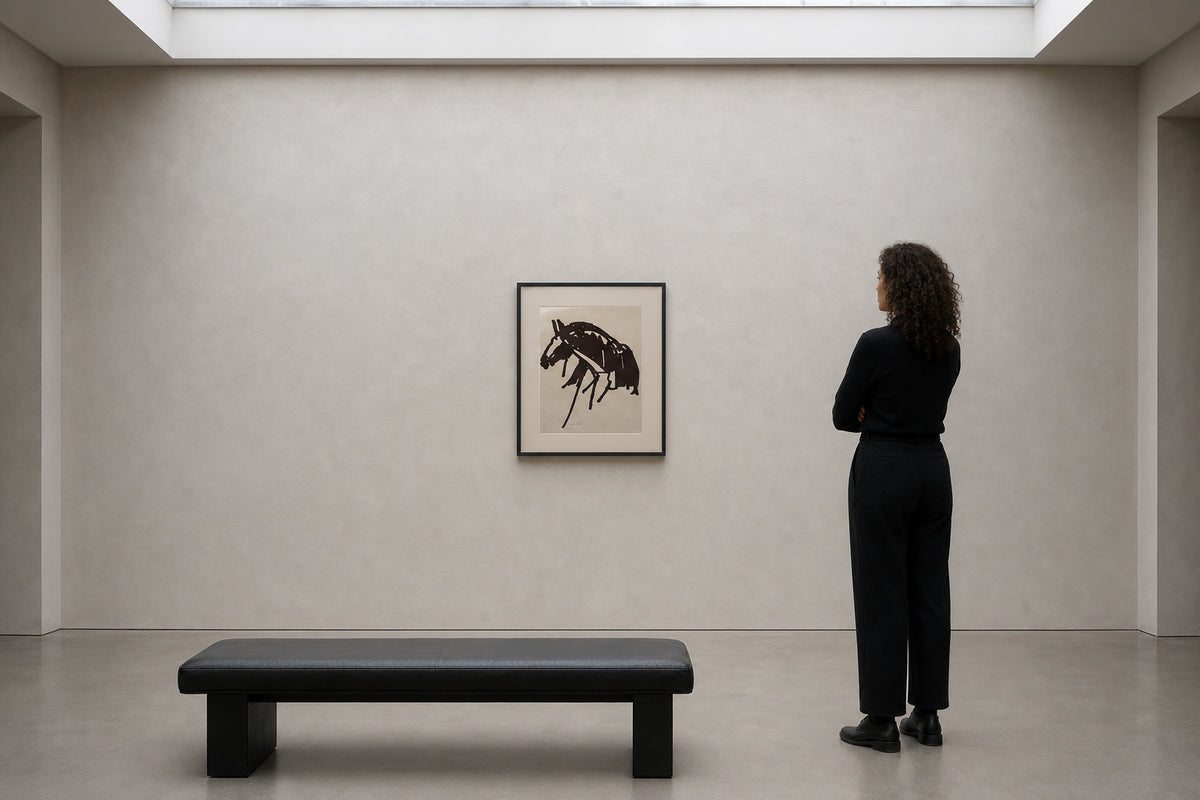 Bold Dark Horse Silhouette Print - shown to scale