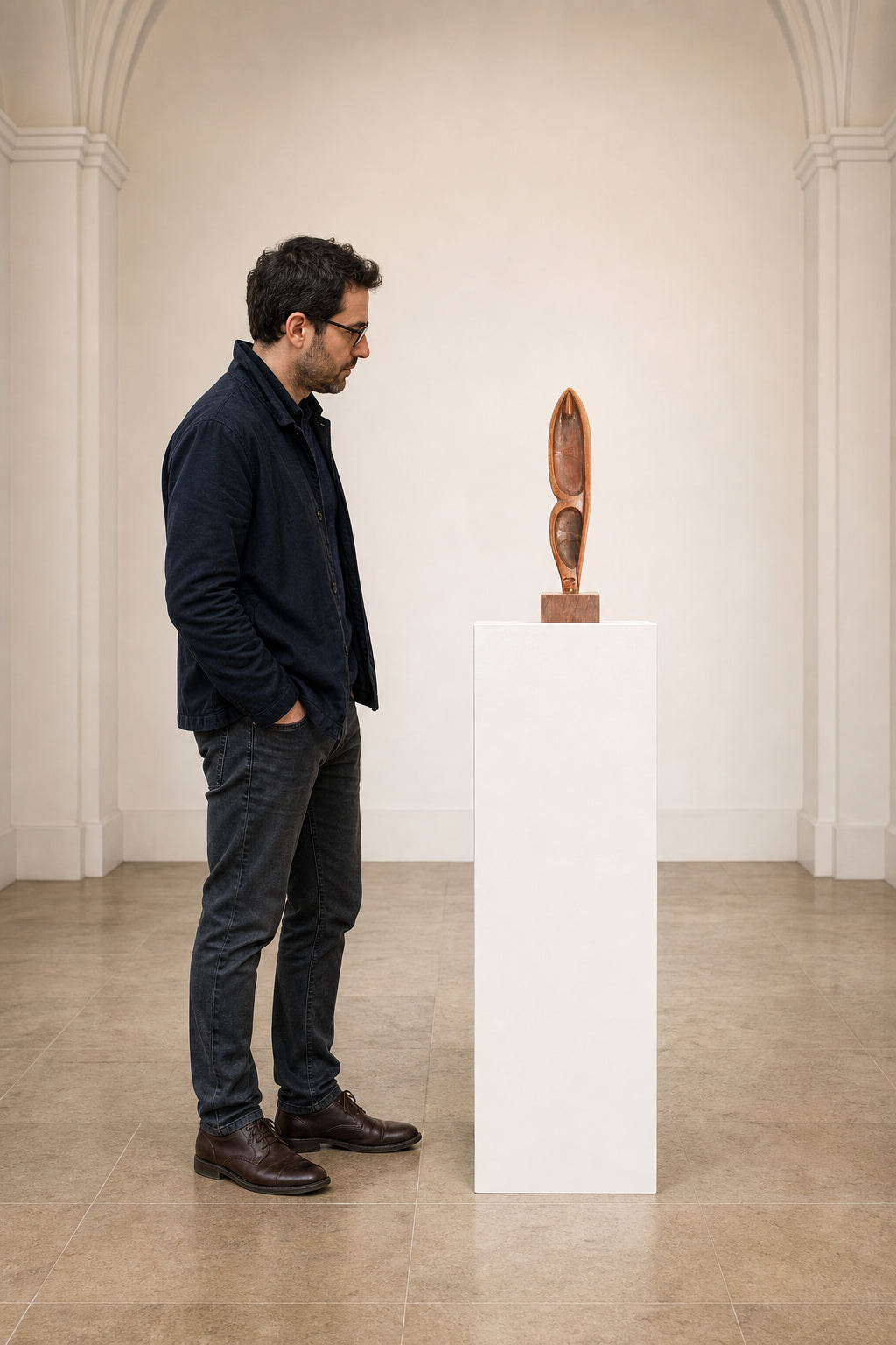 Abstract Carved Wood Figure Sculpture - shown to scale