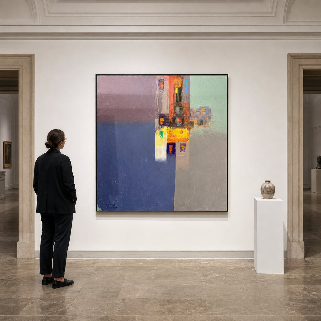 Abstract Urban Buildings with Coloured Windows - shown to scale