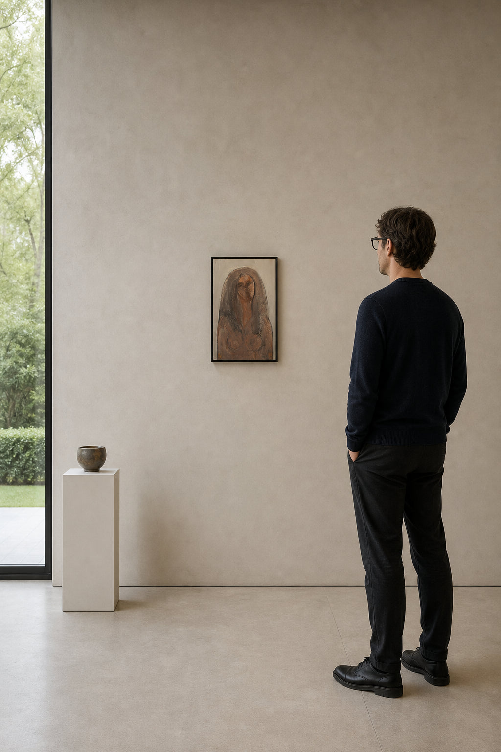 Veiled Female Figure Standing - shown to scale