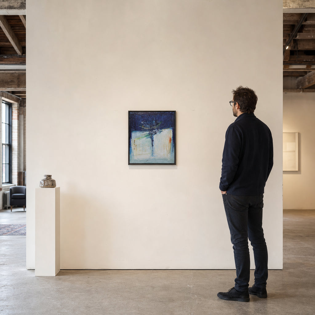 Abstract Blue and White Composition - shown to scale