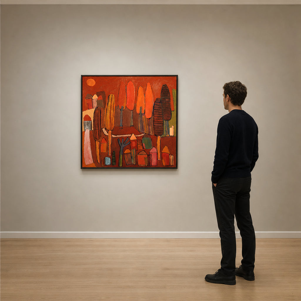 Abstract Village with Tall Autumn Trees - shown to scale