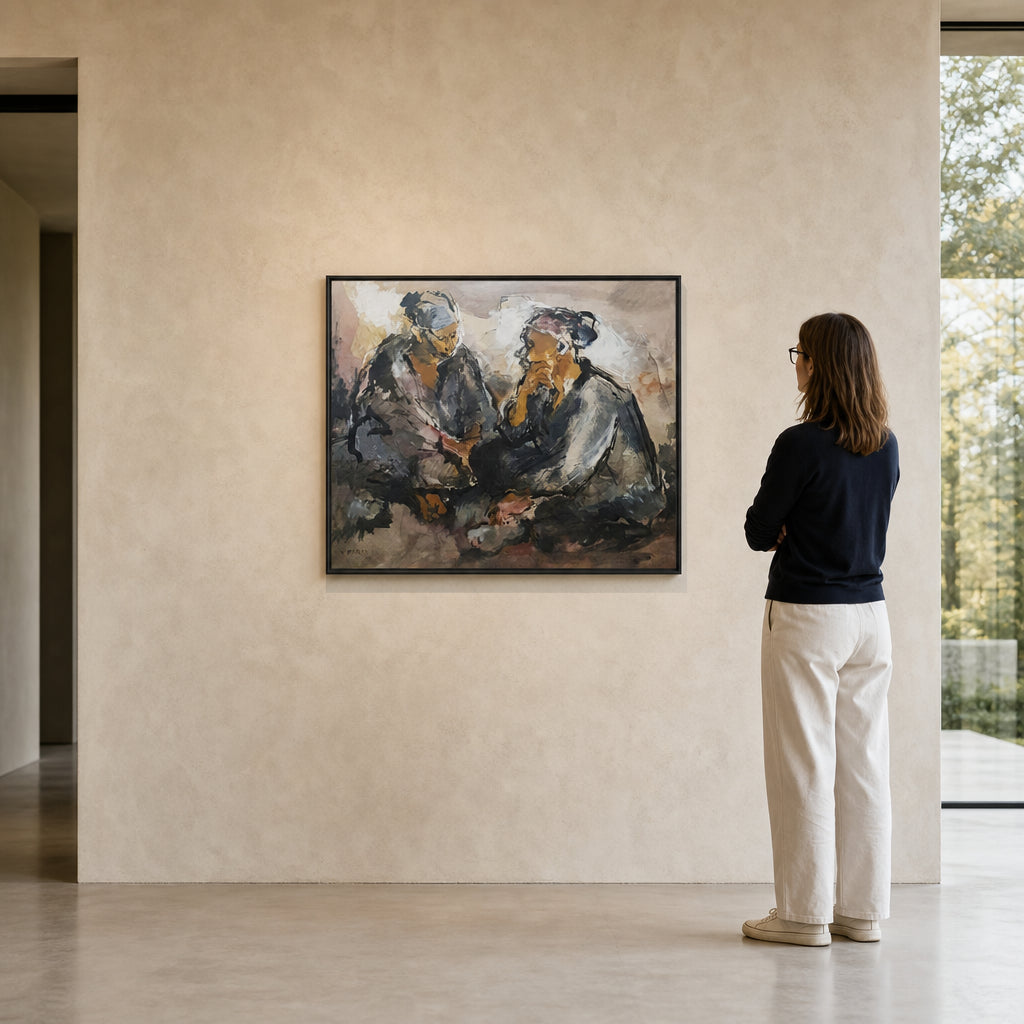 Two Seated Figures in Conversation - shown to scale