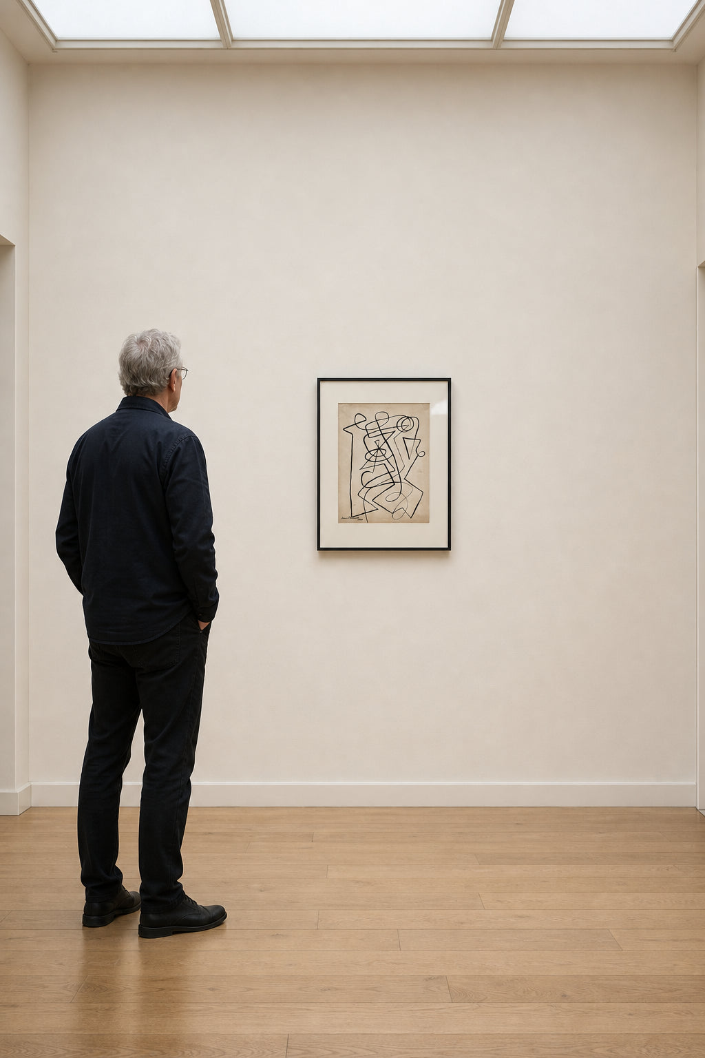 Abstract Black Lines on Aged Paper - shown to scale