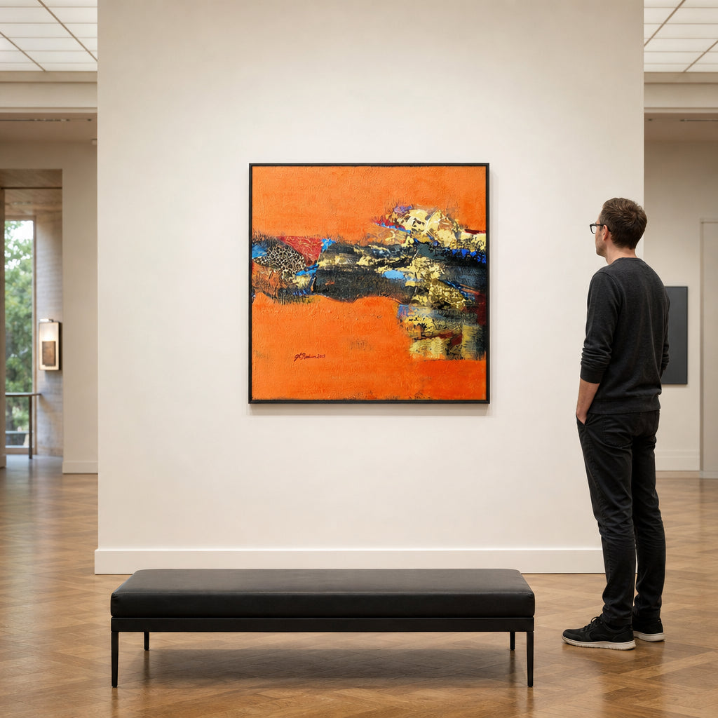 Orange Abstract Textured Composition - shown to scale