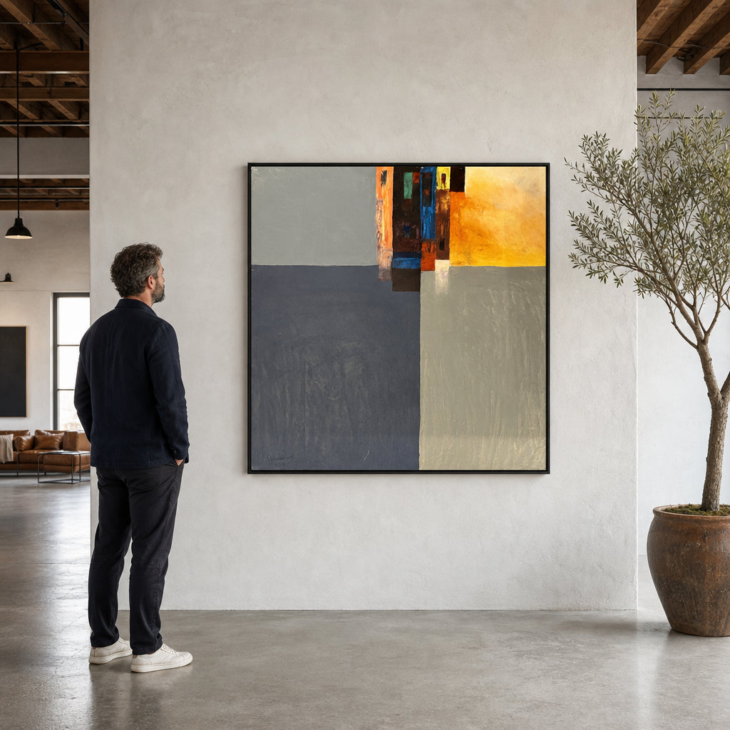 Abstract Grey Fields With Orange Accent - shown to scale