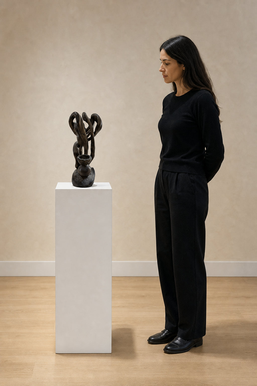 Intertwined Figures Around Small Vessel - shown to scale