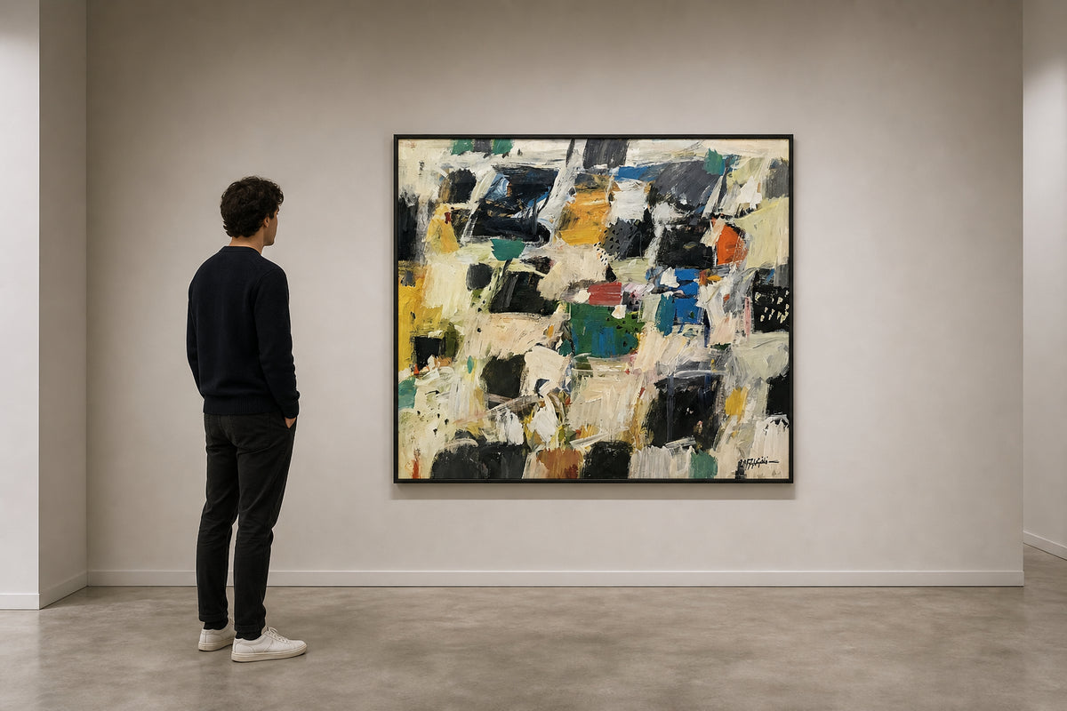 Bold Abstract Composition in Mixed Colours - shown to scale
