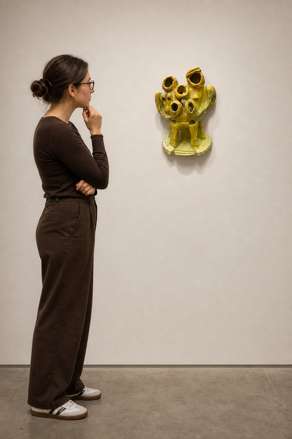 Abstract Ceramic Sculpture with Open Rings - shown to scale