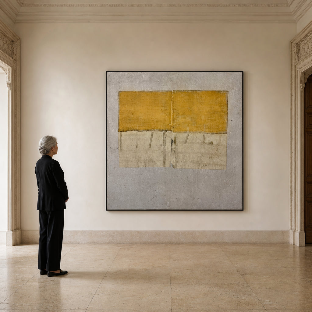 Golden and Grey Abstract Textured Panels - shown to scale