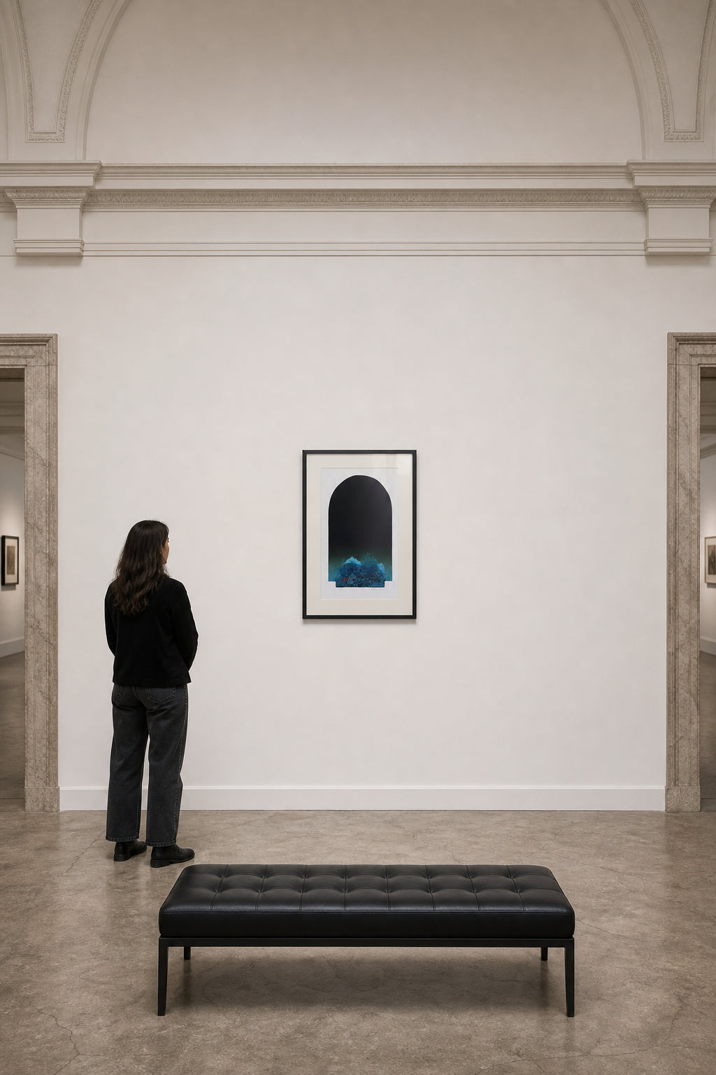 Dark Arch Over Blue Rocky Form - shown to scale