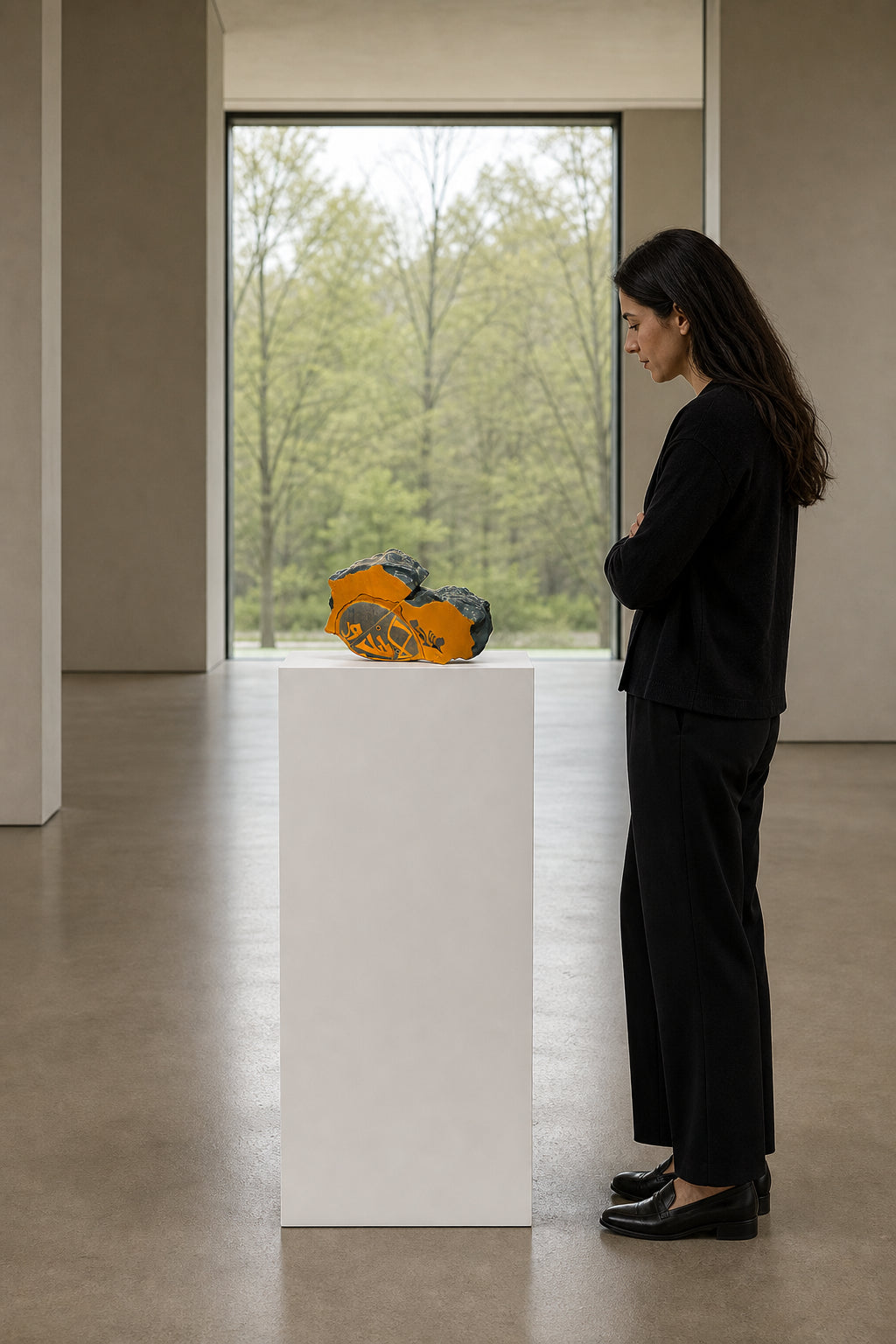 Broken Ceramic Sculpture with Calligraphy - shown to scale