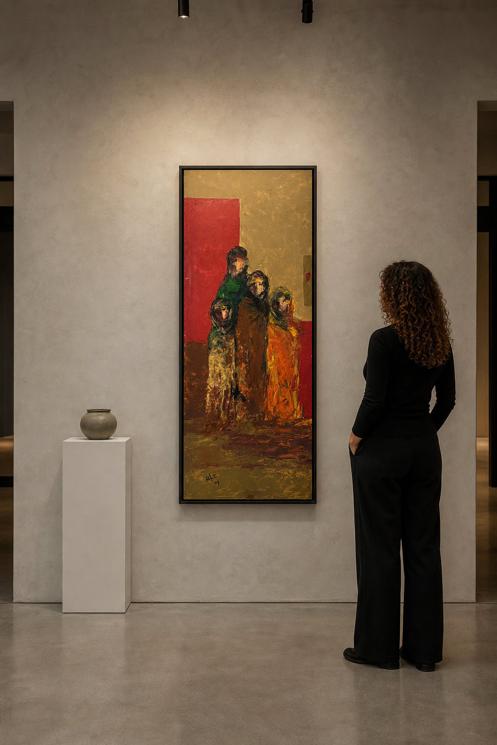 Four Veiled Figures Standing Together - shown to scale