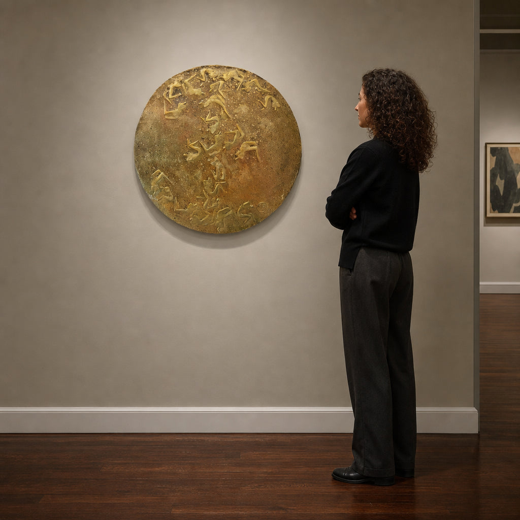 Round Relief with Ancient Human Figures - shown to scale