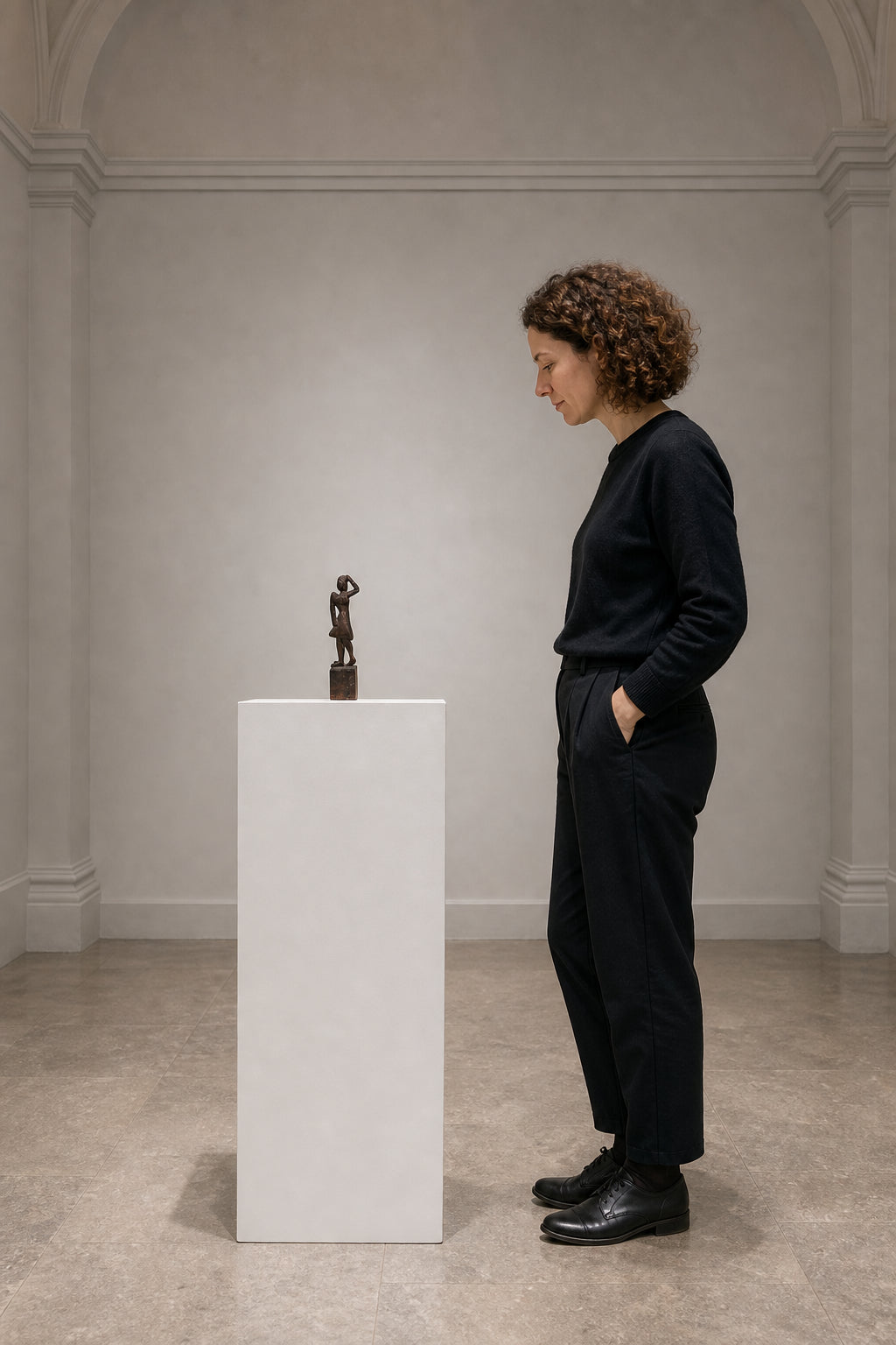 Standing Female Figure on Pedestal - shown to scale