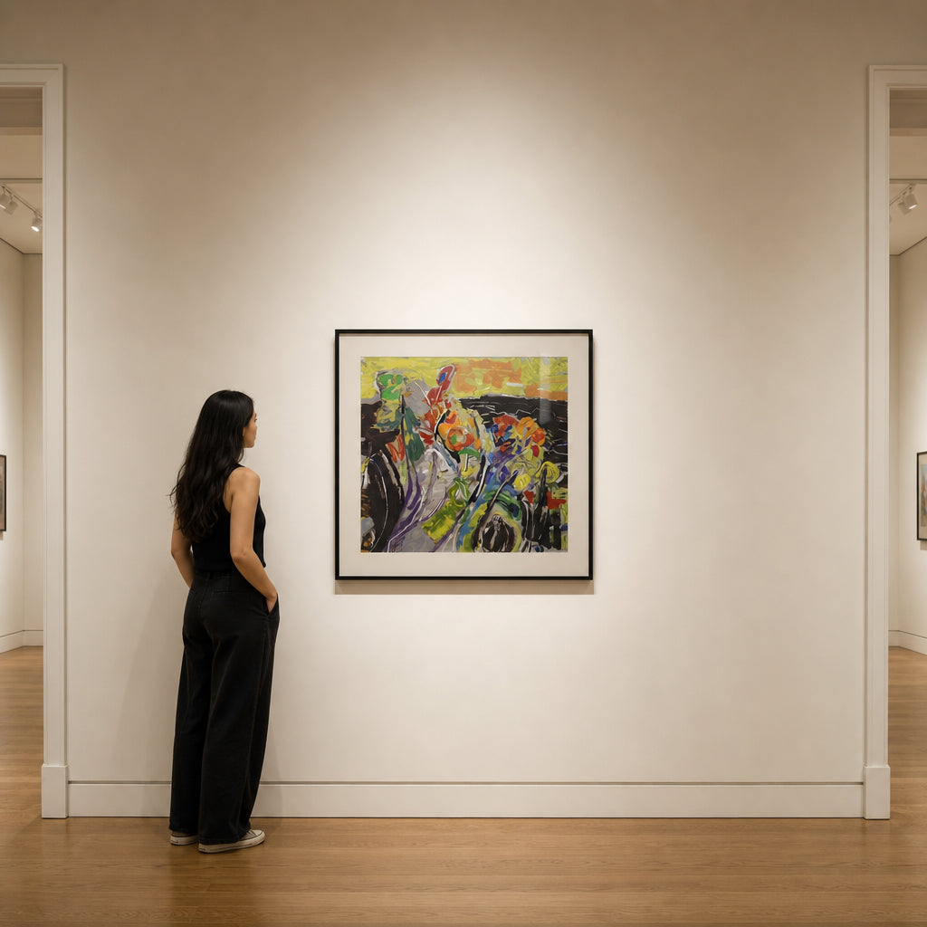 Abstract Floral Garden in Bold Colours - shown to scale