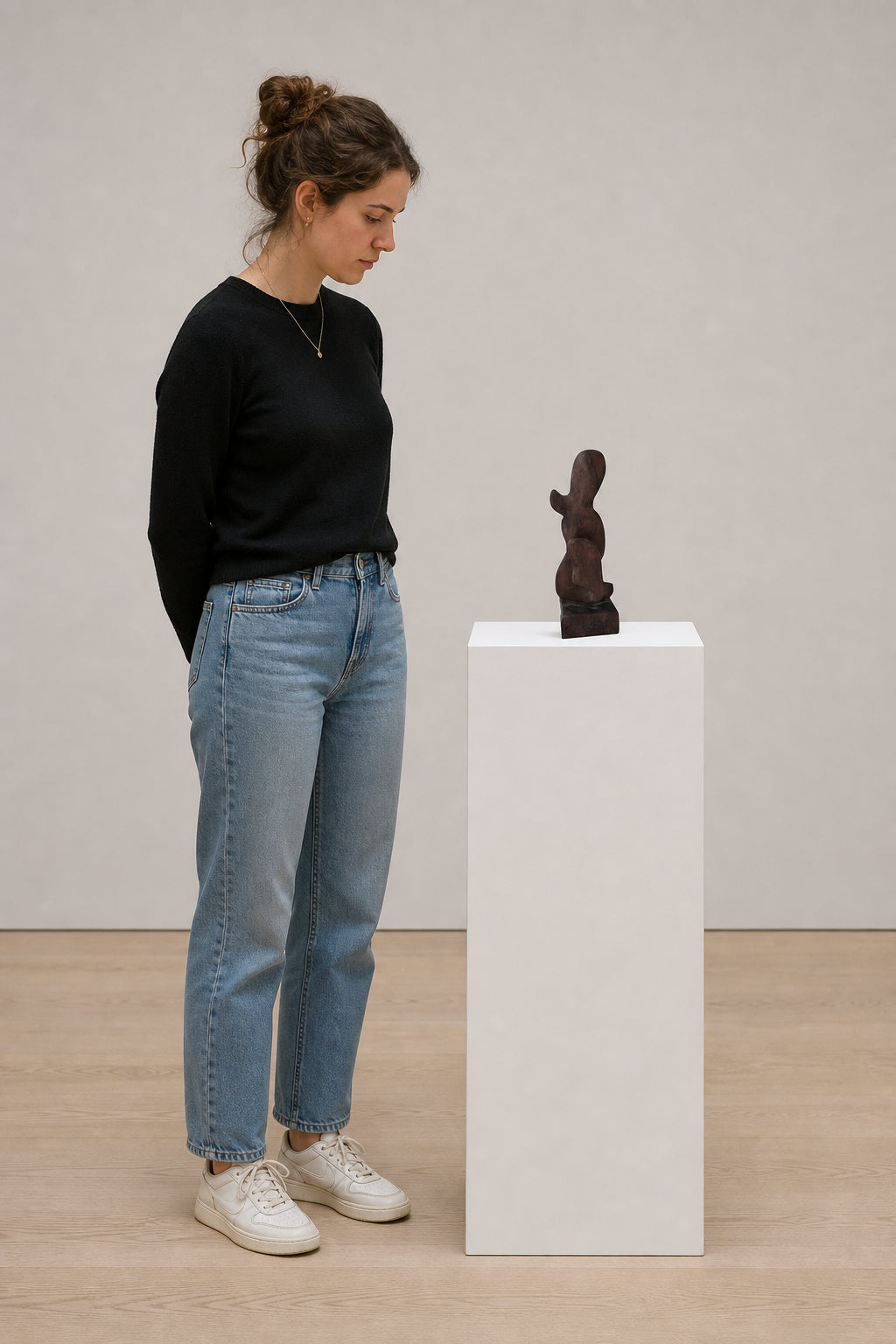 Abstract Seated Female Figure Sculpture - shown to scale