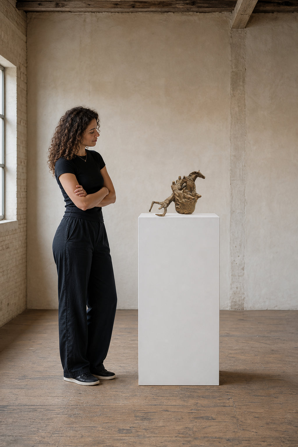 Bronze Figures and Horse Sculpture - shown to scale