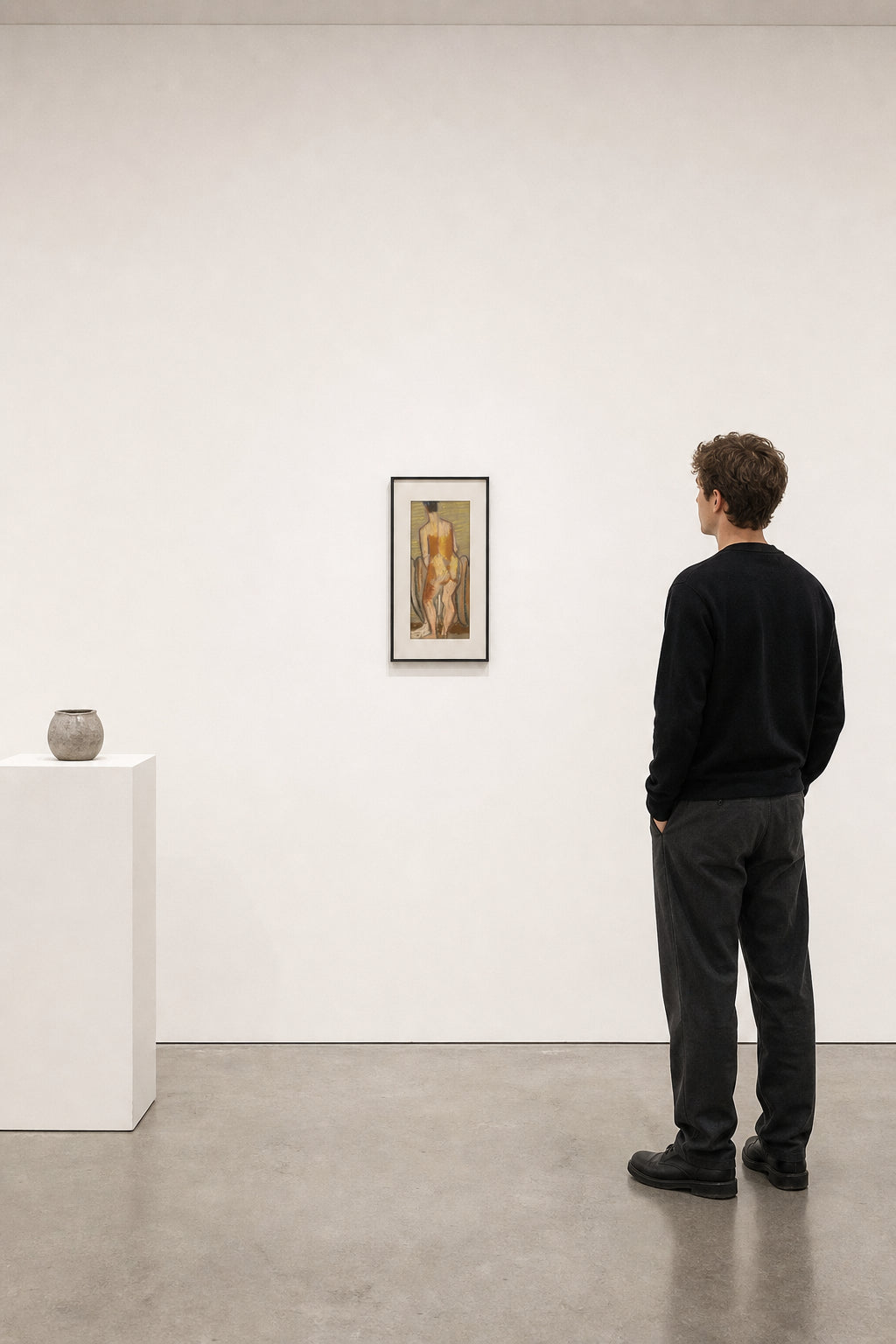 Standing Female Nude Figure from Behind - shown to scale